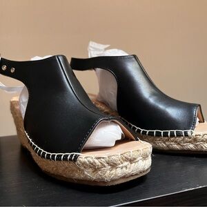 Journee Collection Black Espadrille Sandals with Slingback Design